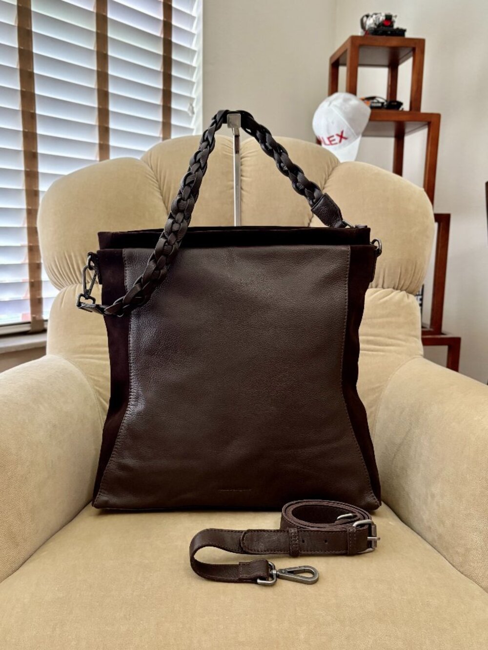 Auth HARBOUR 2Nd Iconic UNISEX Suede & Leather Crossbody Tote Bag